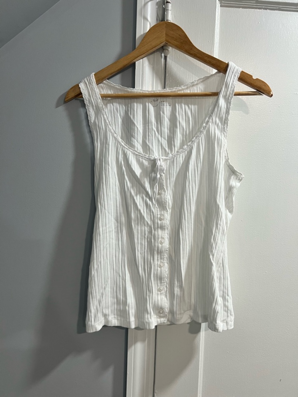 aerie White Ribbed Button-Front Camisole
